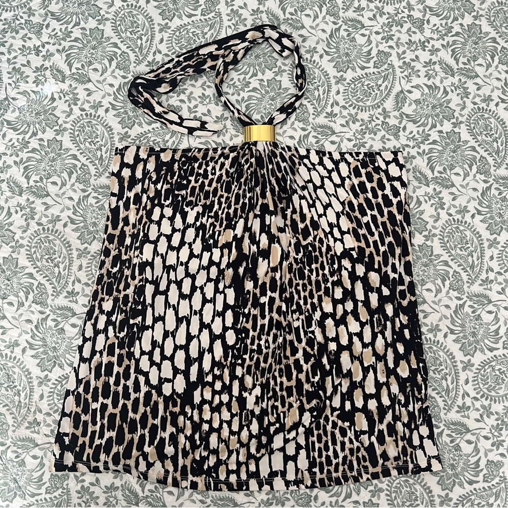 Calvin Klein Animal Print Halter Top, Size L, EUC
